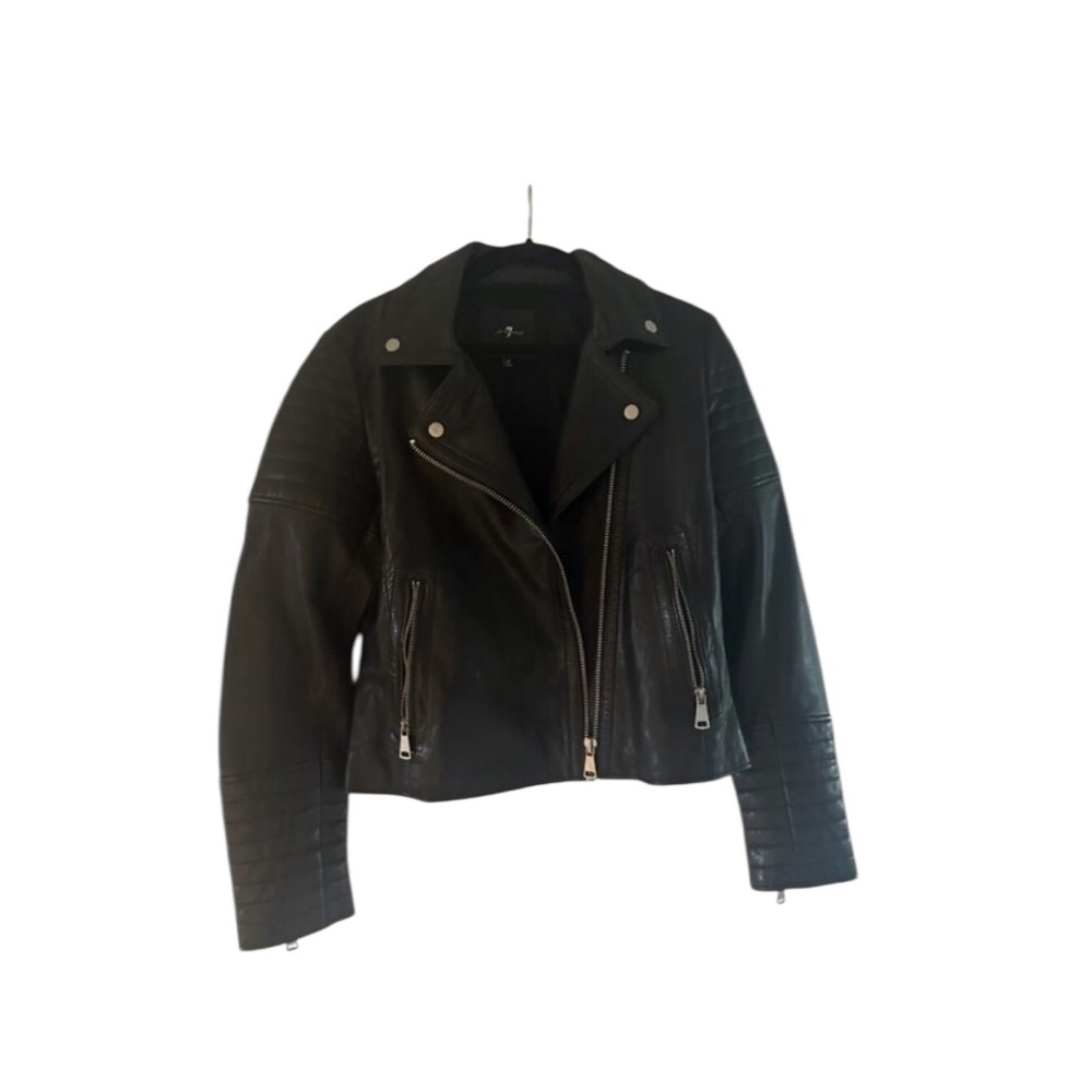 7 For All Mankind Quilted‎ Black Leather Jacket